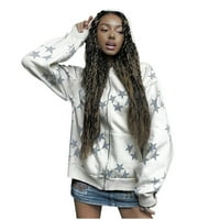 Inleife Womens Coats Plus Veličina modni patentni zatvarač cvjetni ispisani pulover vrhovi ženskih kaputa