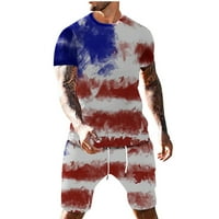 Američka zastava Tracke za muškarce Ljetne zvijezde Stripes Outfits Majice i kratke hlače Podešava dan