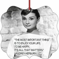 Audrey Hepburn Sreća quote božićni aluminijum poluglos kvalitetan aluminijski benelu u obliku visećeg