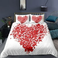 Rose cvjetni ispis posteljina krevet za krevet srca od ljubavi Komfornični poklopac pokrovi za prevlake