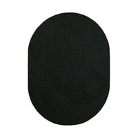 Opremljeno moje mjesto Moderna plišana tepih sa čvrstim bojama - crna, 3 '5' ovalni, kućni ljubimci