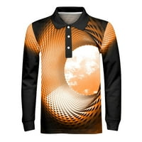 Aaimomet Polo majice za muškarce Sportski apstraktni digitalni tisak LEAL Dugme Dugi rukavi