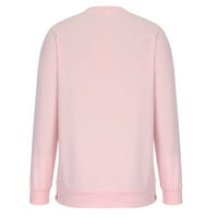 Pejock Žene Čvrsti dugi rukav Udobno prozračno zadirkivanje vrhova dukserice Bluze za majice Pink 3xl