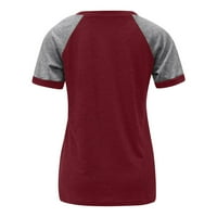 Frazing košulja Žene Raglan Top Majica Boja blok labave majice Kratki rukav okrugli bluza za bluzu za