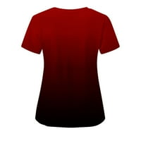Trendy Clearence Žene vrhovi Ljetni gradijent Ispiši kratki rukav V-izrez Radna uniforma Košulje Basični