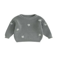Gwiyeopda Toddler Girl Baby Fall džemper cvijet jakard uzorak dugih rukava pletiva pulover vrh