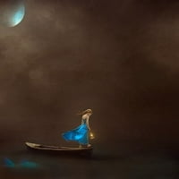 Jednosmjerna dama ispod mjeseca u čamcu Ellen McDermott Grafička umjetnost