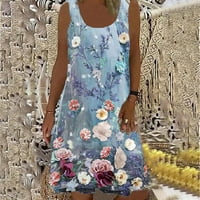 Ljetna casual okrugla vrata cvjetna haljina bez rukava za žene bavi se klirensom