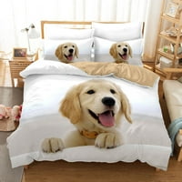 3D životinje Slatki psi Print Duvet poklopac set Zlatni retriver uzorak posteljina za posteljinu za