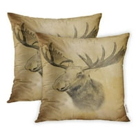Glava losa na berbi u crtanju Sketch Stil Bull Crtanje životinjskog luka zvijeri crni jastuk komad jastuk