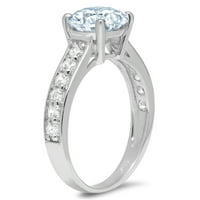 2.18ct okrugli rez plavi simulirani dijamant 14k Bijelo zlato Graviranje Izjava bridalne godišnjice