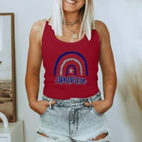 Ženski trendi 4. jula Patriotski seksi tenkovi za čišćenje Scoop vrat Party majica Neovisnost Dan Star