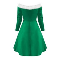 Žene Ležerne prilike za božićne boje dugih rukava s dugim rukavima haljina za koljena za zabavu HOT6SL4486176