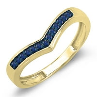 DazzlingRock kolekcija 0. Carat 10k Real Blue Sapphire Wedding Sjajljiv za zaštitu Chevroronski prsten,