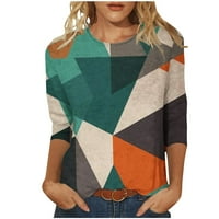 Scyoekwg Trendy Womens Bluzes Loot Fit bluza CrewNeck Tri četvrtine rukava Tunika lagana geometrija