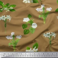 Soimoi smeđa pamučna pamučna tkanina odlazi i bijeli cvjetni otisci tkanine širom dvorišta
