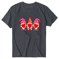 Haxmnou Womens Valentinovo tiskali su majicu majica za bluzu kratkih rukava Grey XXXL