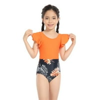 Vedolay Girls Ljetni kupaći kupaći sunce ruffer rukave plaža kupaći odijelo, narančasta 5- godina