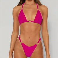 Ženska modna čvrsta boja Seksi šuplji otvoreni Back Bikini kupaći kostim Split kupaći kostim crni l