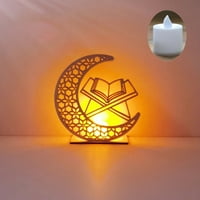 Drveni ramadan Eid Mubarak Moon Star Islam Viseći privjesak ploče sa LED svijećom