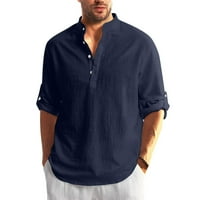 Modni brendovi muškarci Majice rukavska klirenca isplativo čvrsti pulover Henley opuštena fit majica
