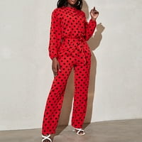 Ženske pantalone Moda Ležerne prilike za tisak Dugme dugme Dugme dugme Dugmice XL Crvena gornja odjeća