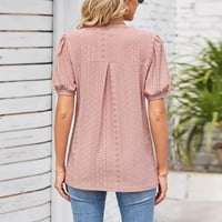 Košulje za žene Ljetne puff kratkih rukava T-majice Dressy V izrez na vrhu Ležerne prilike tuničke bluze