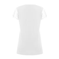 Ženski vrhovi V-izrez za ispisane bluze Neovisnosti Dan Dame Modni kratki rukav Ljeto bijeli 2xl