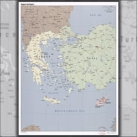 24 X36 Galerija poster, CIA Karta egejskog mora Regija Grčka i Turska 2006