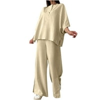 Ljetne odjeće za žene Trendi ženski ljetni kratki rukav V-izrez V-izrez + elastične struke duge pantalone