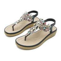 Ženske cipele Boemske obojene dijamante nisko-petalne ležerne duhovne sandale otporne na habanje