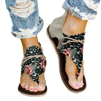 B91XZ casual cipele za žene Sandale Ispis nožni prsti otvoreno ravni cvijeće Ljeto plaža Komforne cipele