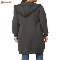 Spencer Women's Plus veličina dugačak kaput sa kapuljačom sa kapuljačom zimskih toplih džepa jakna zip
