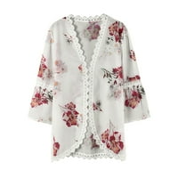 Ženski kupaći kostim UPS Ljetna plaža Boho Šifon Kimono Cardigani Flowy Floral Print Otvoreno Prednja