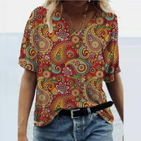 Plus veličine za žene ženske V-izrez kratkih rukava grafički otisci dame bluze Ljetne košulje za žene