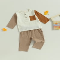 Eyicmarn Toddler Baby Spring Odjeća kontrastna boja Dugi rukavi Dugi rukavi Elastične strugove hlače postavljaju pad