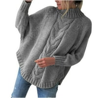 Utoimkio Turtleneck Pulover džemperi za žene čišćenje dugih rukava Ležerne prilike sa labavim pletenim