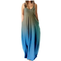 Aurouralne ljetne haljine za žene snimka Srednje struka V-izrez na pruga bez rukava s tankom plažom