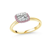 GEM kamen kralj 10k žuti zlatni prsten sa bijelim zlatnim zupčanim prstenaste ružičastom laboratorijama