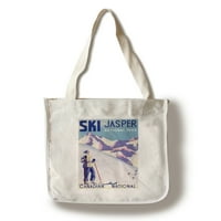 Nacionalni park Jasper, Kanada - Ženska skijanje - Vintage putni plakat