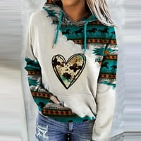 Božićni poklon za obitelj, džemperi za žene Ležerne prilike na folklornim šarkim ispisanim pulover džepnim