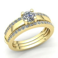 1ct okrugli nije poboljšana ženska ženska bridalna zapažanica Angažman prsten od krutog 14k ruža, bijeli