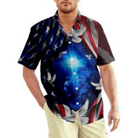 Četvrta jula muška havajska košulja, Dan nezavisnosti Džepni džep Ležerne prilike Havajske košulje Summerhirts