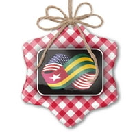 Zastave za prijateljstvo za božićne ornament SAD i Togo Red Plaid Neonblond