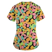 Žene Ljetne vrhove Kapa kratki rukav Košulje V izrez Casual Loose Slatke cvijeće Print T košulje Tunic