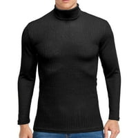 Ušteda muški džemper za okovratnik od kovrana Čvrsta rebrasta tanak fit pletena pulover turtleneck džemper