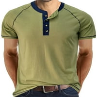 GLONME MAN majica Boja blok Ljetni vrhovi Henley T majice Rad Comfy Pulover modni bluza s kratkim rukavima