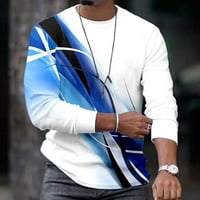 Muška košulja 3D digitalna zaslijeba linije Štampanje okrugli vrat dugih rukava pulover bluza vlage Wicking tops plavi 5xl
