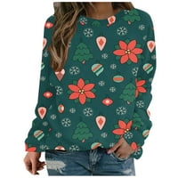FESFESFES ružni božićni džemper žene tiskane majice s dugim rukavima Xmas Crewneck pulover dukserice prodaja na klirensu