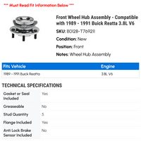 Montaža glavčine prednjeg kotača - kompatibilna sa - Buick REATTA 3.8L V 1990